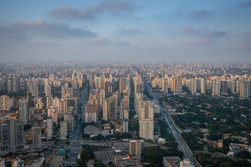 Aerial View of Brooklin neighborhood with Santo Amaro Avenue - Sao Paulo, Brazil