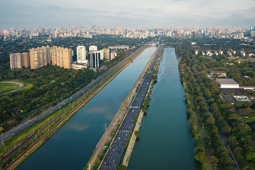 Aerial View of Pinheiros River and Engenheiro Billings Avenue - Sao Paulo, Brazil