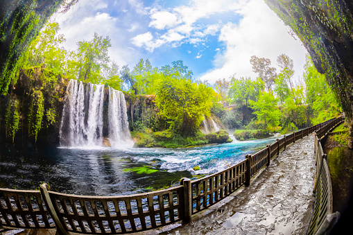 Duden waterfall in Antalya, Turkey in a beautiful summer day