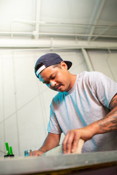 istock Portrait of Paolo Screen Printing Manually Pulling Paint 1414259093