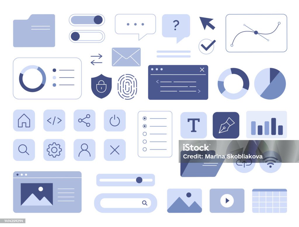Vector Ui Set Stock Illustration - Download Image Now - Blue, Chart ...