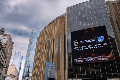 Manhattan, New York CIty - June 3, 2022 - The main entrance of the Madison Square Garden