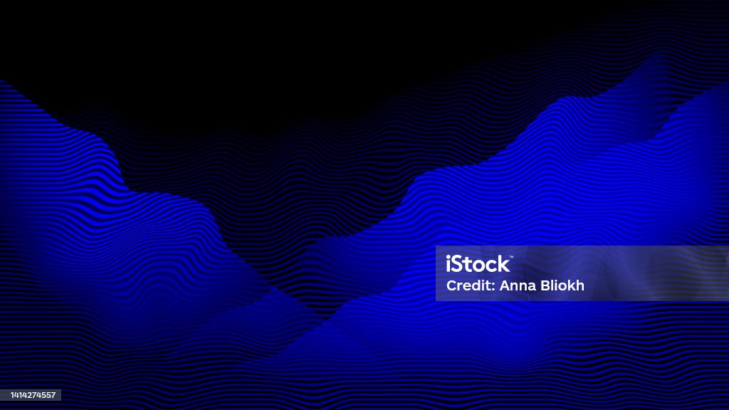 Navy Blue Abstract Wave Pattern Striped Black Futuristic Hill Neon Light Dark Blue Black Glitch Technology Background Moire Noise Texture Copy Space Distorted Digitally Generated Image Navy Blue Abstract Wave Pattern Striped Black Futuristic Hill Neon Light Dark Blue Black Glitch Technology Background Moire Noise Texture Copy Space Distorted Digitally Generated Image Design template for presentation, flyer, card, poster, brochure, banner Abstract Backgrounds Stock Photo