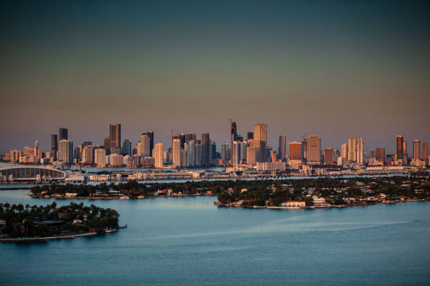 istock Miami Skyline and Biscayne Bay Islands at Sunrise 1414276208