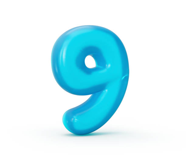 istock Blue jelly digit 9 Nine isolated on white background Jelly colorful alphabets numbers for kids 3d illustration 1414279224