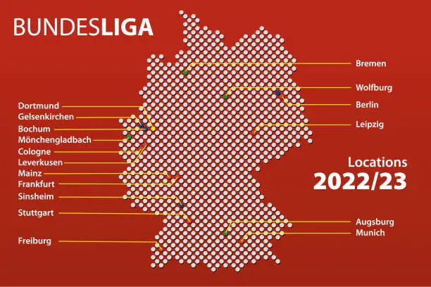 Vector illustration of Bundesliga location 2022/23