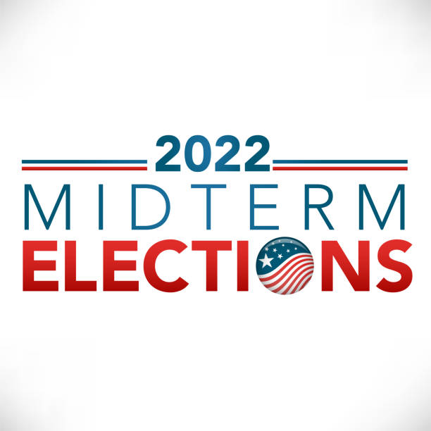 illustrazioni stock, clip art, cartoni animati e icone di tendenza di 2022 midterm elections design w red white and blue vote icon - elezioni