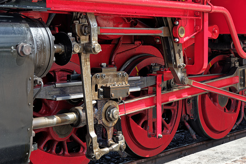 Big Wheels of vintage steam train