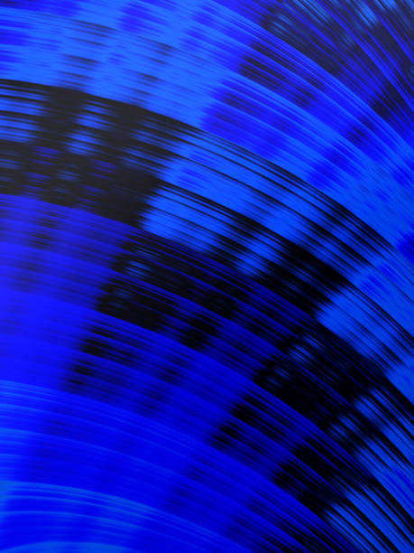 navy blue black abstract wave pattern pixel striped texture futuristic technology background gas turbine sapphire brush stroke fantasy dark digitally generated image modern fractal art - focus on foreground blue glass in a row imagens e fotografias de stock