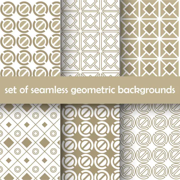 Vector illustration of Set of seamless colored abstract geometric backgrounds. Creative template for online order, web page, app design and print.