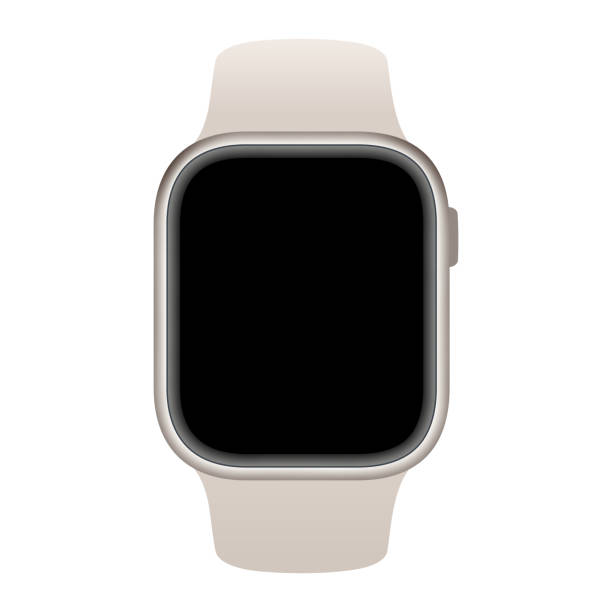 istock Lavender watch. Smart watch with blank screen. Isolated black display wristwatch. Vector stock. 1414292719