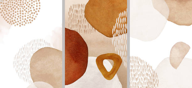 istock Abstract digital print set. Terracotta, orange, blush, pink, ivory watercolor Illustration and gold elements, background. 1414296485