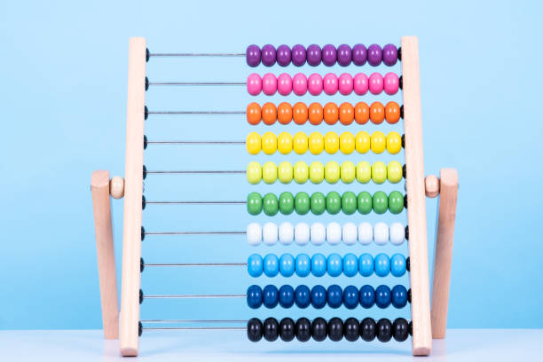 Abacus with lines of different colors to learn to count. Teaching mathematics at school