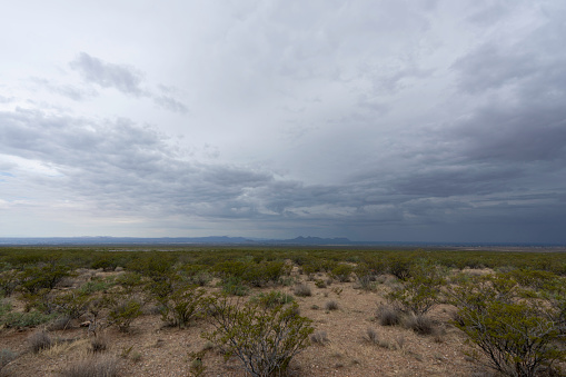 Organ Mountains under overcast skies, monsoons to follow