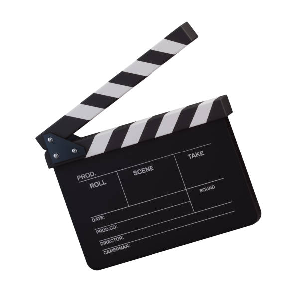 istock Realistic open  movie clapper open isolated on white background. 1414301967