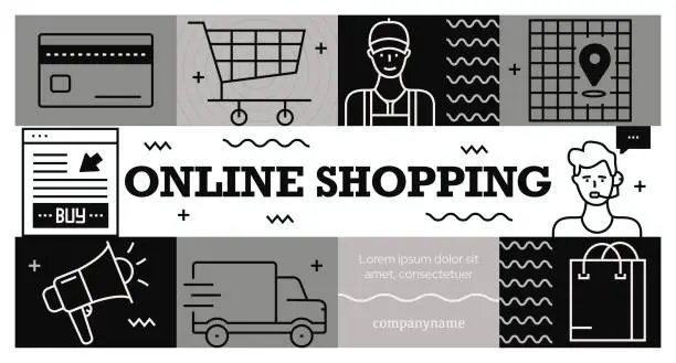 Vector illustration of Online Shopping  Related Vector Design Concept.