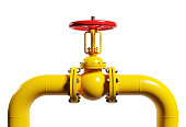 Pipe of gas, valve on the gas pipeline. Clipping path included.