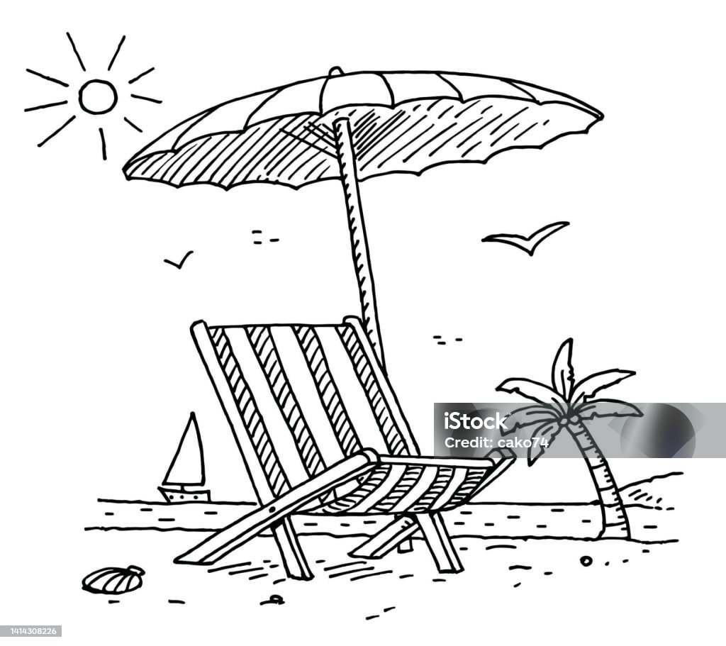 Sunbed Drawing Hand Drawn Beach And Sunbed Stock Illustration - Download Image Now ...