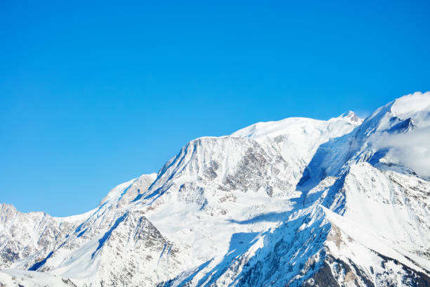 istock Peaks in snow Mont Blanc Alps mountains massif over blue sky 1414317680
