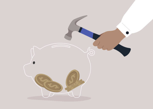 Smashing A Glass Piggy Bank With A Hammer Economical Crisis Savings Account  Stock Illustration - Download Image Now - iStock