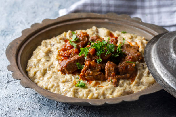 istock Turkish Food Hunkar Begendi made with Eggplant and Meat. 1414320301