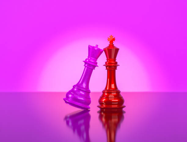 istock The chess king and queen stand side by side looking at a new future. 3d illustrations 1414323902