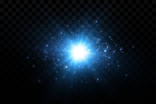 ilustraciones, imágenes clip art, dibujos animados e iconos de stock de efecto resplandor. partículas azules brillantes, estrellas, láseres. ilustración vectorial. - oculto-y-sobrenatural