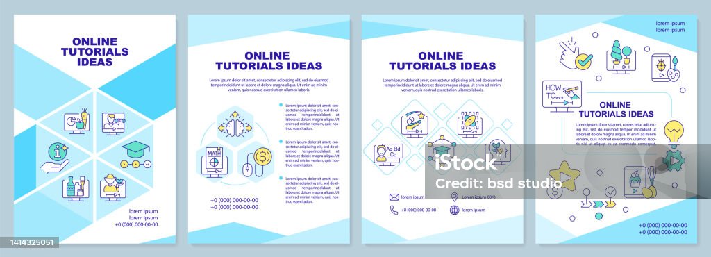 Online Tutorials Ideas Turquoise Brochure Template Stock Illustration ...