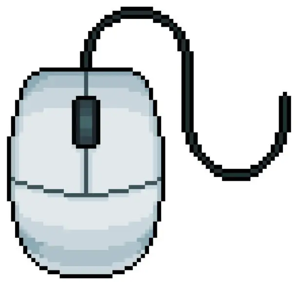 Vector illustration of Pixel art computer mouse vector icon for 8bit game