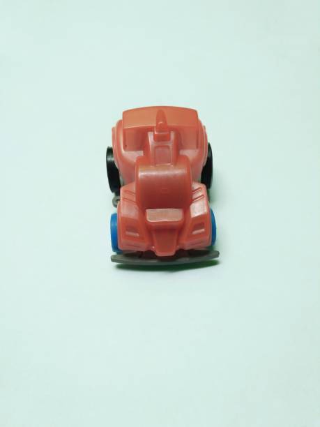 istock Plastic Red toy car on white background 1414341533