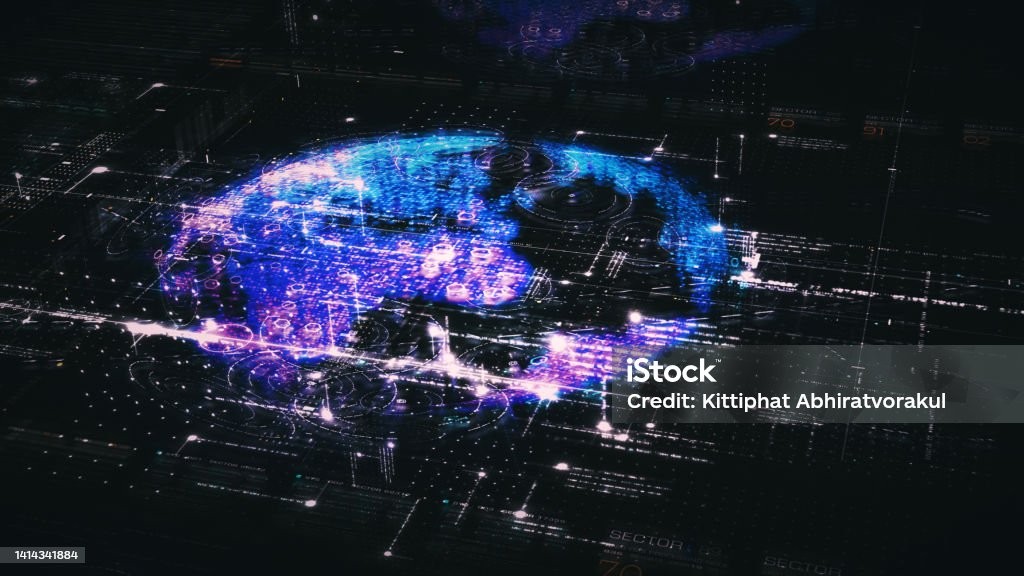 Futuristic Data Matrix Cyber Environment Display Stock Illustration ...