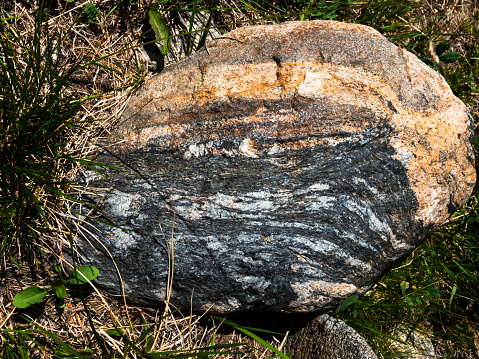 Banded gneiss rock