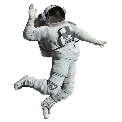 Ilustración 3D de astronauta aislada sobre fondo blanco photo