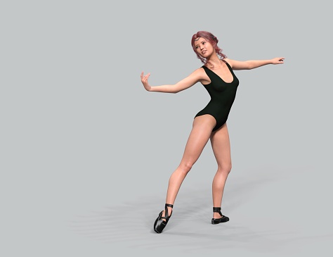 Graceful dancing ballerina. 3D rendering