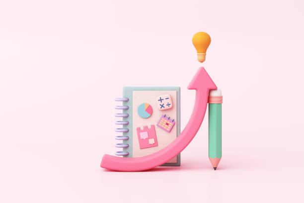 istock Children theme diary notebook school learning kids cute pastel creative education or business success math study time management idea imagination light bulb calendar. 1414352355
