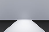 white 3d bright light shadow catwalk display model walk path pathway elevated show showtime fashion extrude floor limelight spotlight public eye photo photographic stage.