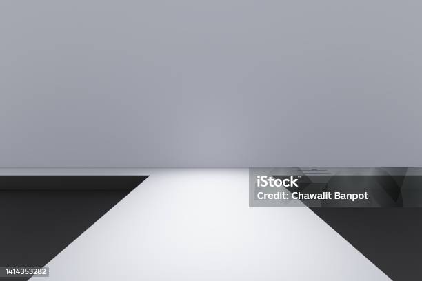 White 3d Bright Light Shadow Catwalk Display Model Walk Path Pathway Elevated Show Showtime Fashion Extrude Floor Limelight Spotlight Public Eye Photo Photographic Stage Stock Photo - Download Image Now