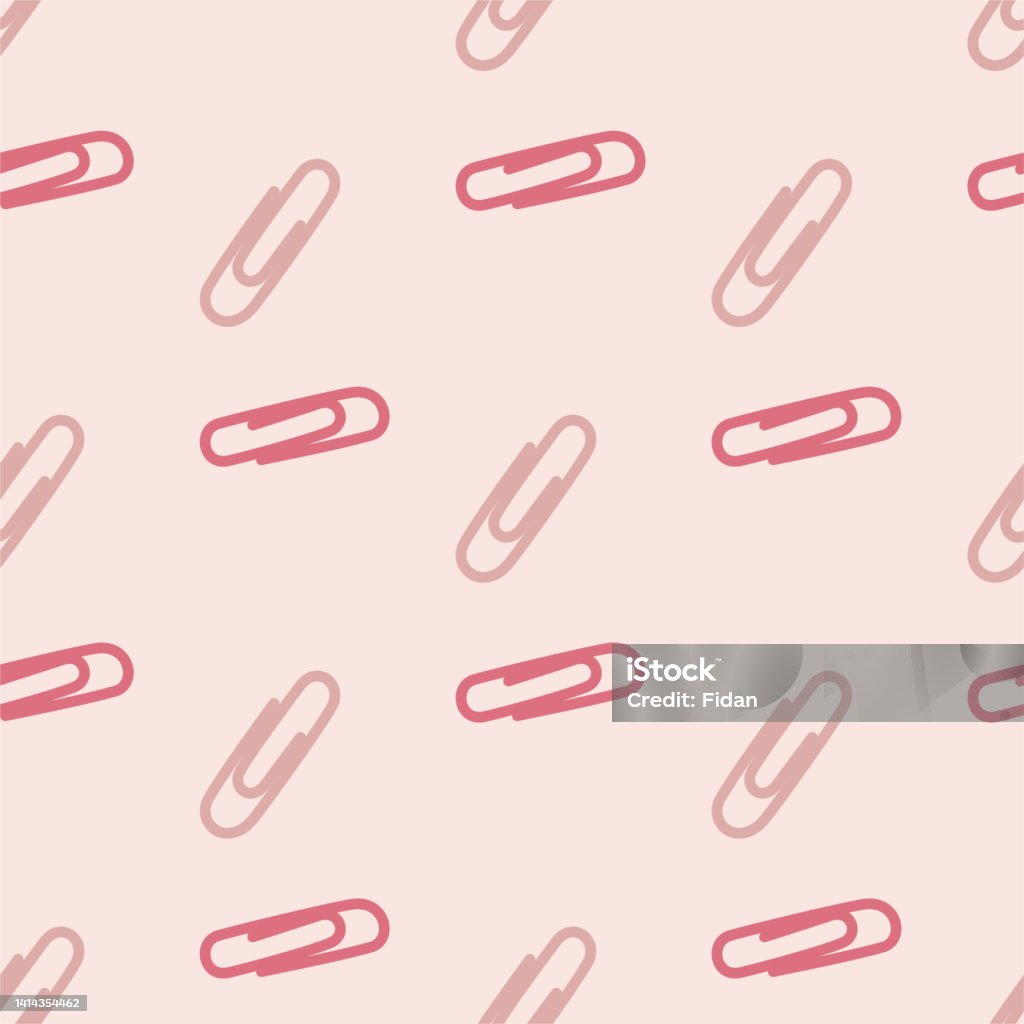 File Clip Pattern Seamless Vector Paper Clip Pattern Stylish Fasten Objects Background ...