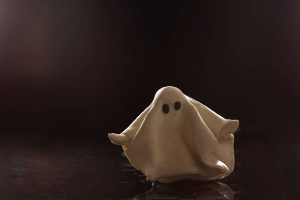 istock Hallowen ghost on black background with space for text. Halloween on concept 1414355861