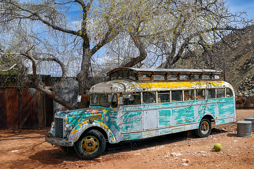 Old abandoned junk yard vehicle in the Ghost town of Jerome Arizona USA