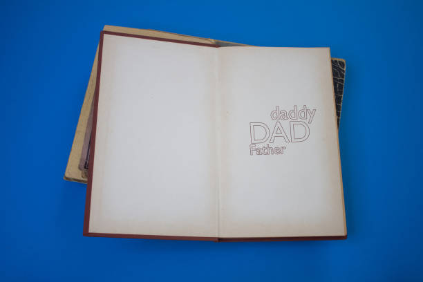 istock Dad word in opened book with vintage, natural patterns old antique paper design. 1414356792
