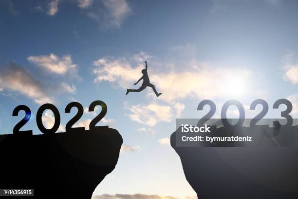 Jump From Year 2022 To 2023 Stock Photo - Download Image Now - 2023, New Year, Change