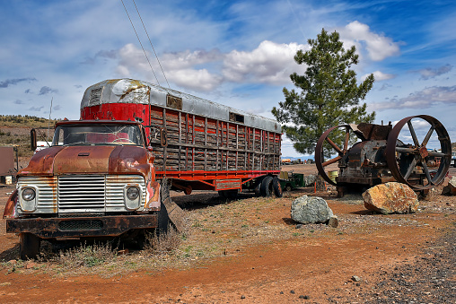 Old abandoned junk yard vehicle in the Ghost town of Jerome Arizona USA