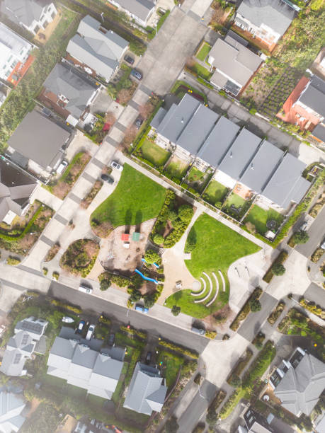 istock Aerial view of new modern suburb, background. 1414362516