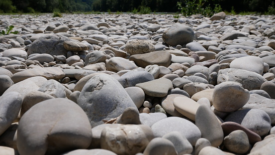 Pebbles on a dry Isar river bank