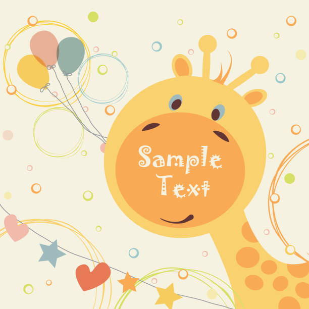 Greeting card with cute giraffe Greeting card with cute giraffe. named animal stock illustrations