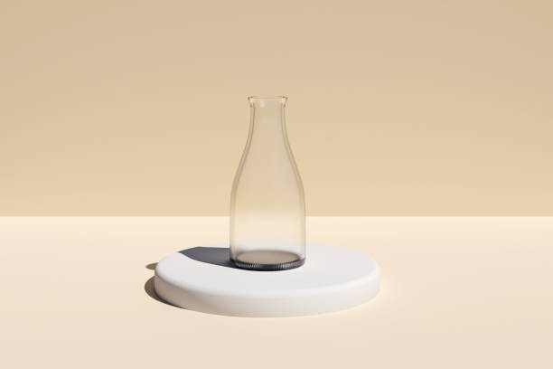 Drought concept, empty water bottle standing on the pedestal platform