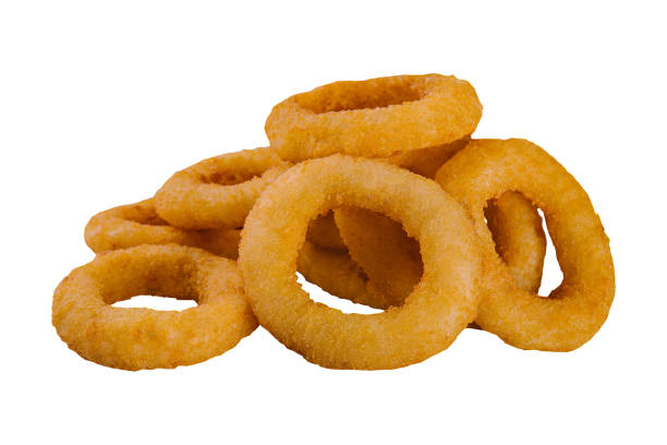 istock Delicious golden onion rings isolated on white 1414371050
