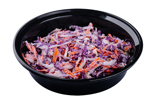 Red cabbage salad. coleslaw in a bowl.