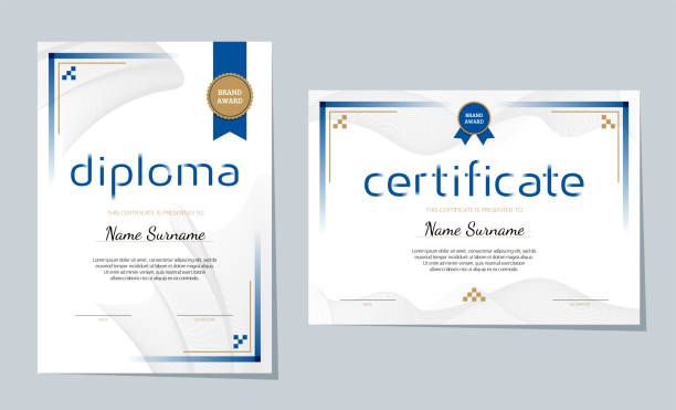 Elegant certificate of achievement template, vector illustration Elegant certificate of achievement template, diploma abstract design, vector illustration business borders stock illustrations